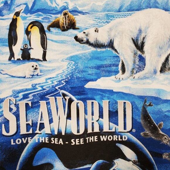 SeaWorld Unisex Graphic T Shirt Blue Size M Short Sleeve Cotton Blend NEW - Picture 5 of 7